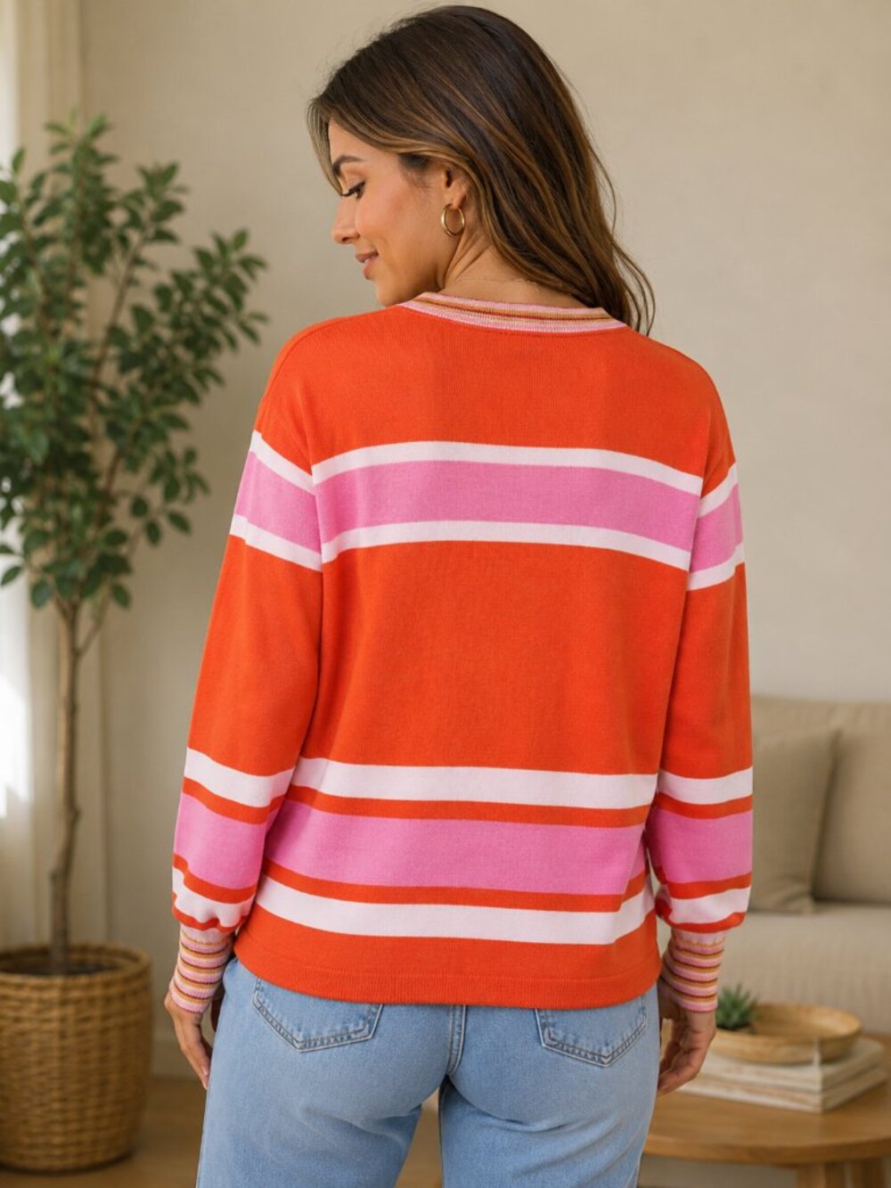 Y2K Striped Sweater | Retro Colorblock Knit - Picture 2 of 11